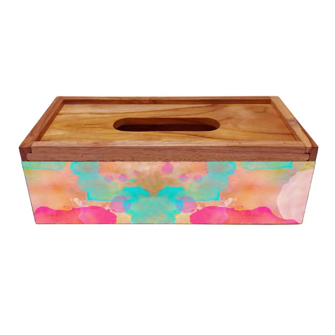 Wooden Tissue Dispenser Box for Home Office Car - Watercolor