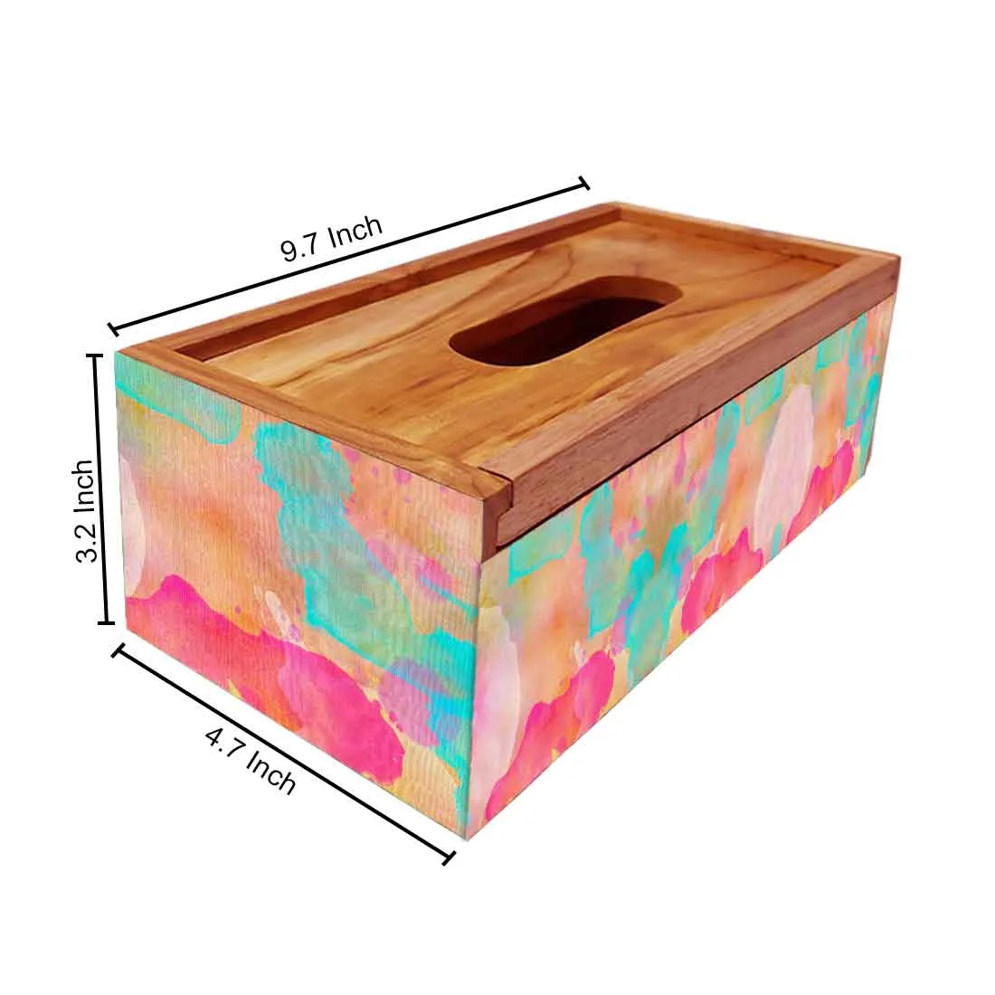 Wooden Tissue Dispenser Box for Home Office Car - Watercolor