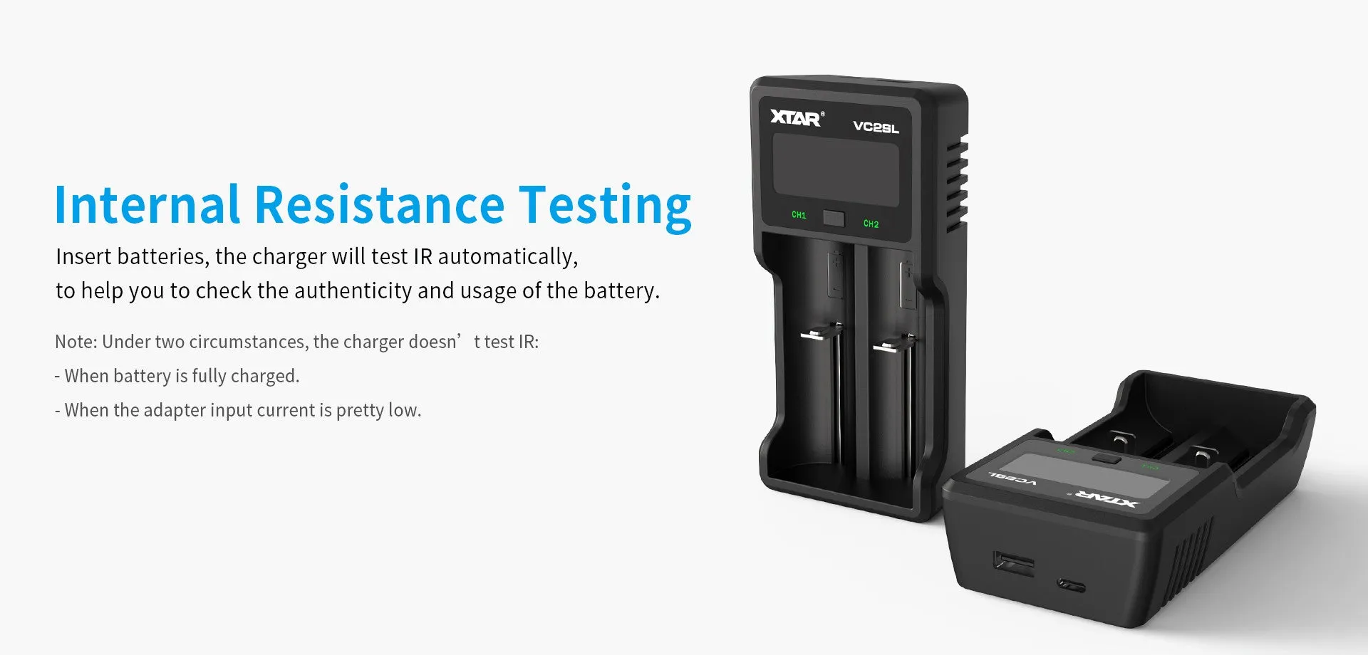 XTAR VC2SL 2A USB-C Fast Lithium-Ion Battery Charger