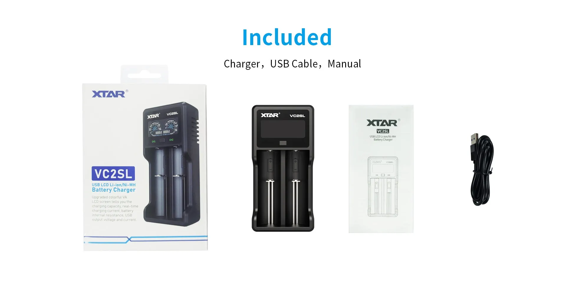 XTAR VC2SL 2A USB-C Fast Lithium-Ion Battery Charger