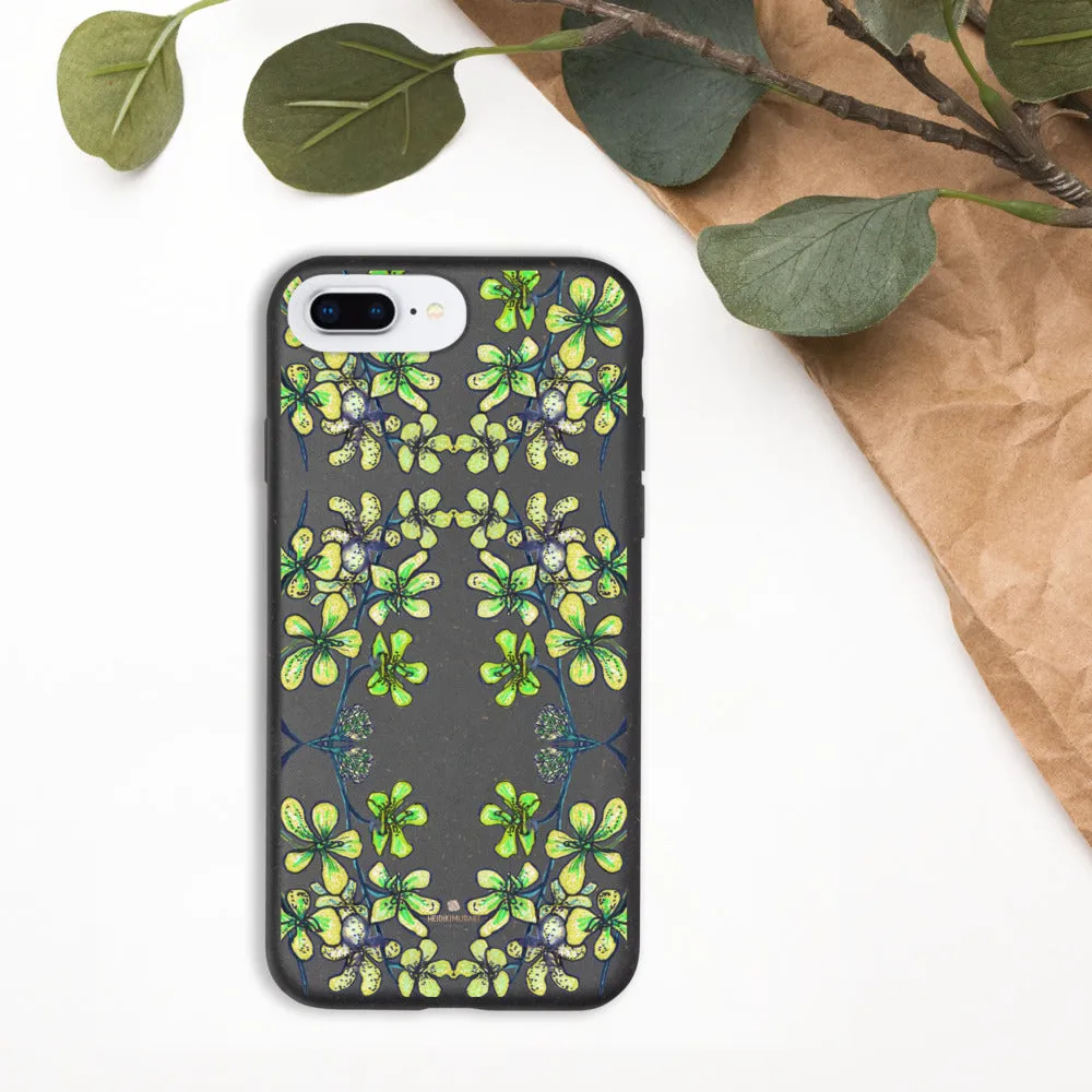 Yellow Orchids Biodegradable Phone Case, Orchid Floral Print iPhone Cases-Printed in EU