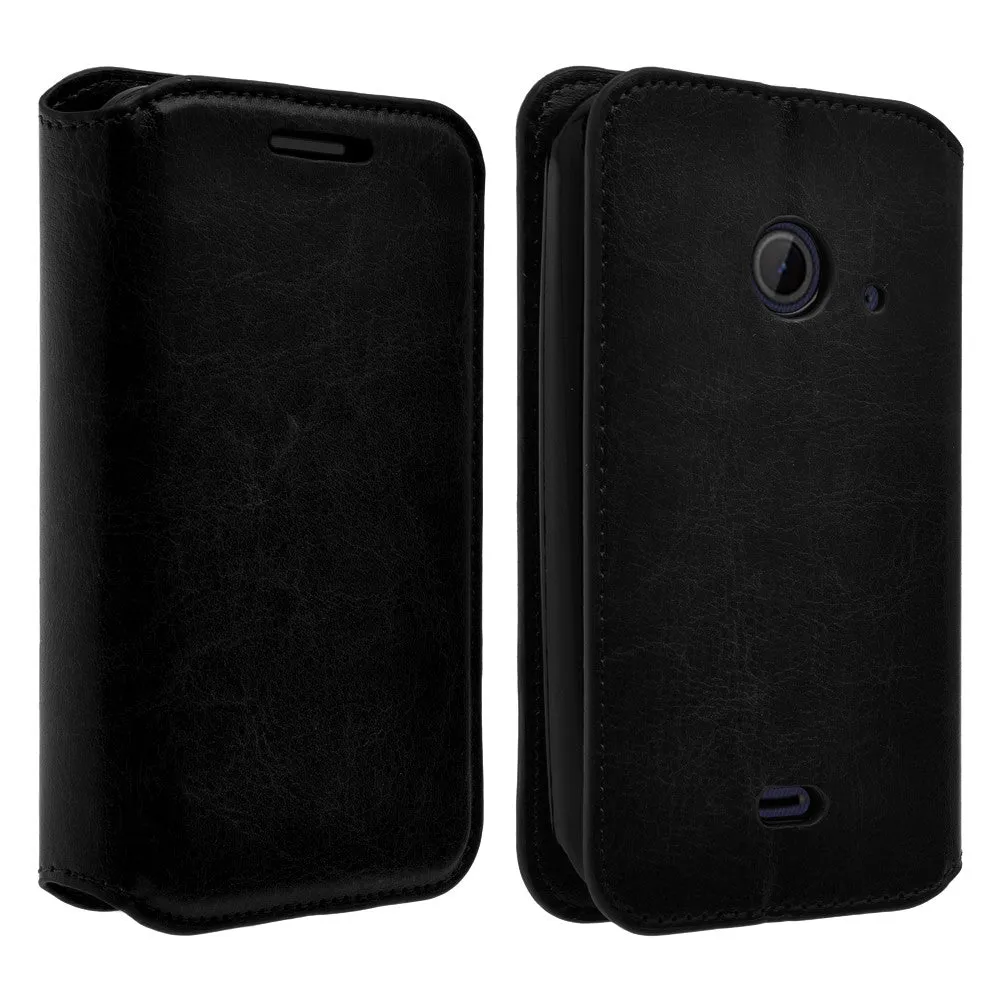 ZTE Z667 Case, Wrist Strap Magnetic Flip Fold[Kickstand] Pu Leather Wallet Case with ID & Card Slots - Black